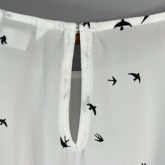 Reitmans The Relaxed Shirt Bird Print White Black Zip Pocket Keyhole Back XXL - Picture 7 of 13
